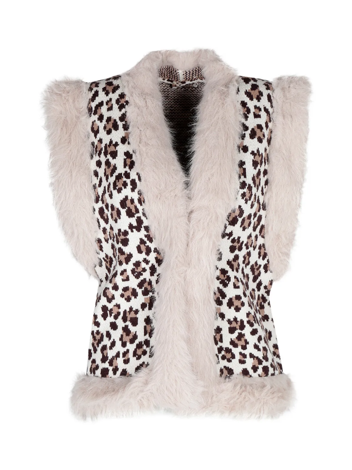 Solada Gilet donna in maglia con bordi in ecopelliccia