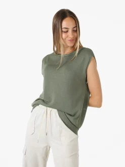 Solada Gilet donna in maglia fine - verde