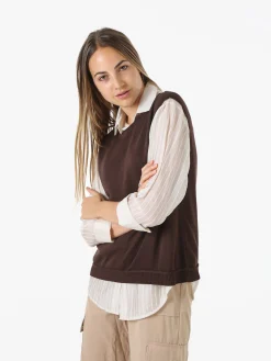 Solada Gilet donna in maglia fine - moro