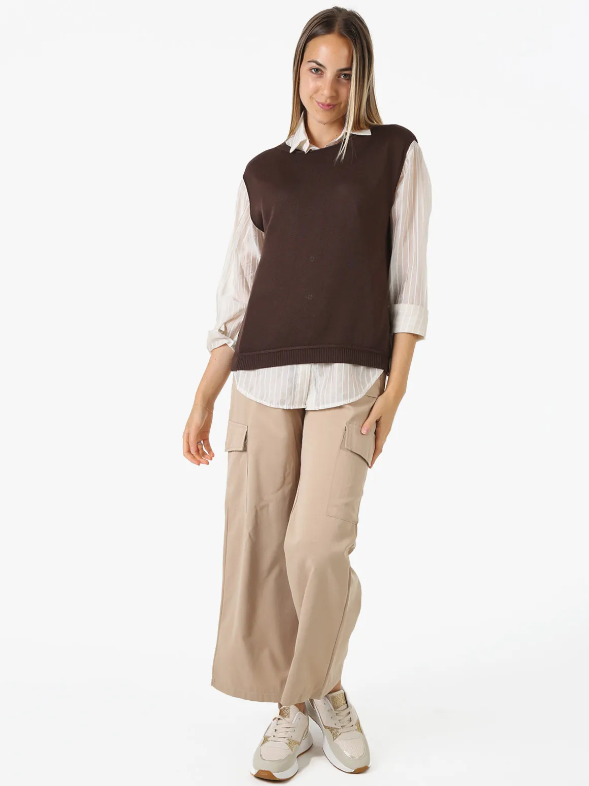 Solada Gilet donna in maglia fine - moro