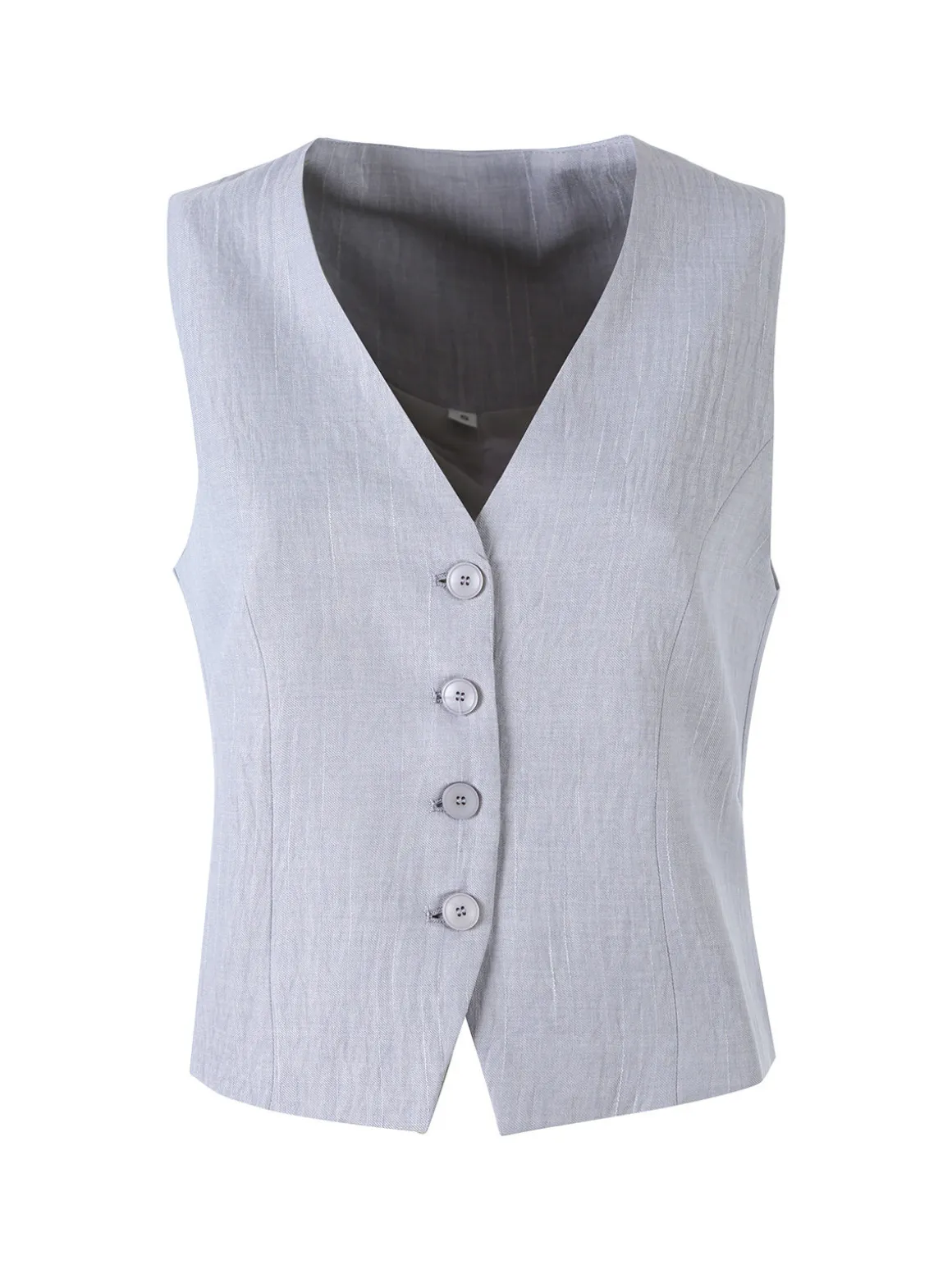 Solada Gilet donna in misto lino e viscosa con bottoni - grigio