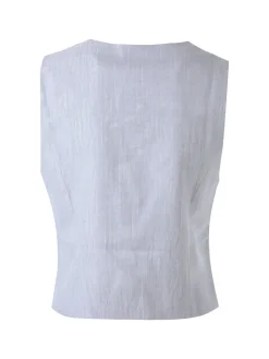 Solada Gilet donna in misto lino e viscosa con bottoni - grigio