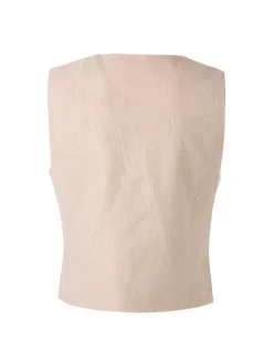 Solada Gilet donna in misto lino e viscosa con bottoni - khaki