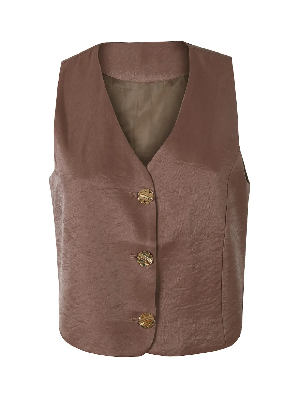 Solada Gilet donna in tessuto cangiante con bottoni dorati - moro