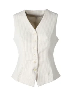 Solada Gilet donna in velluto a coste - panna