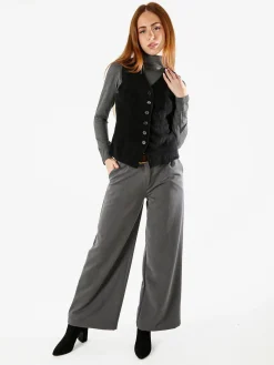 Solada Gilet donna in velluto a coste - moro