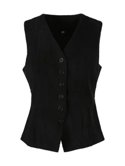 Solada Gilet donna in velluto a coste - nero