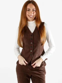 Solada Gilet donna in velluto a coste - moro