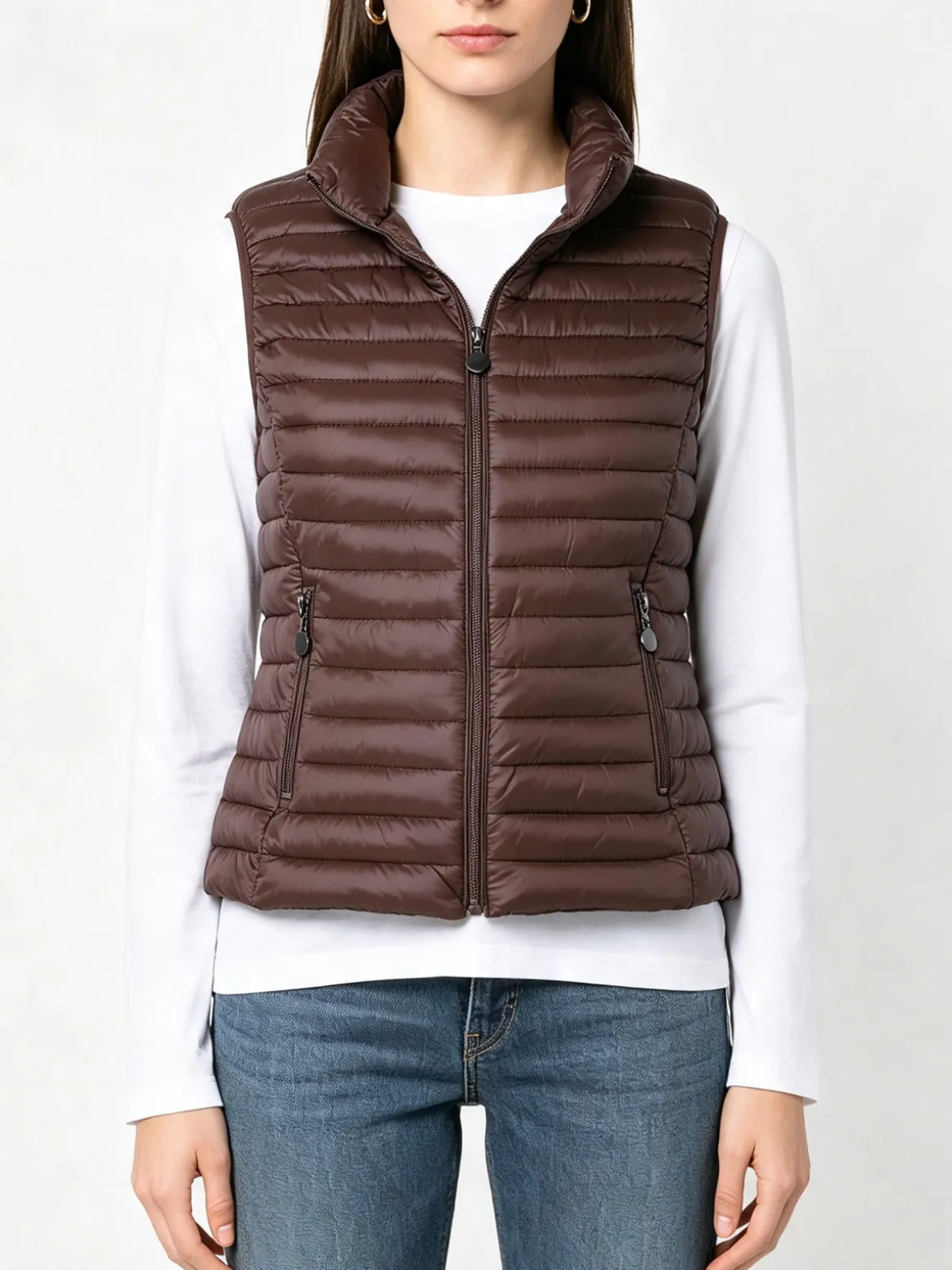 Solada Gilet imbottito da donna full zip - moro