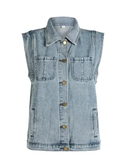 Solada Gilet in jeans da donna con tasche