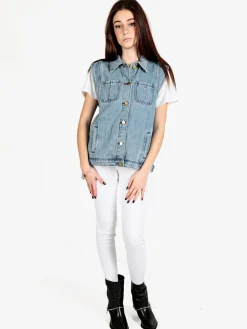 Solada Gilet in jeans da donna con tasche