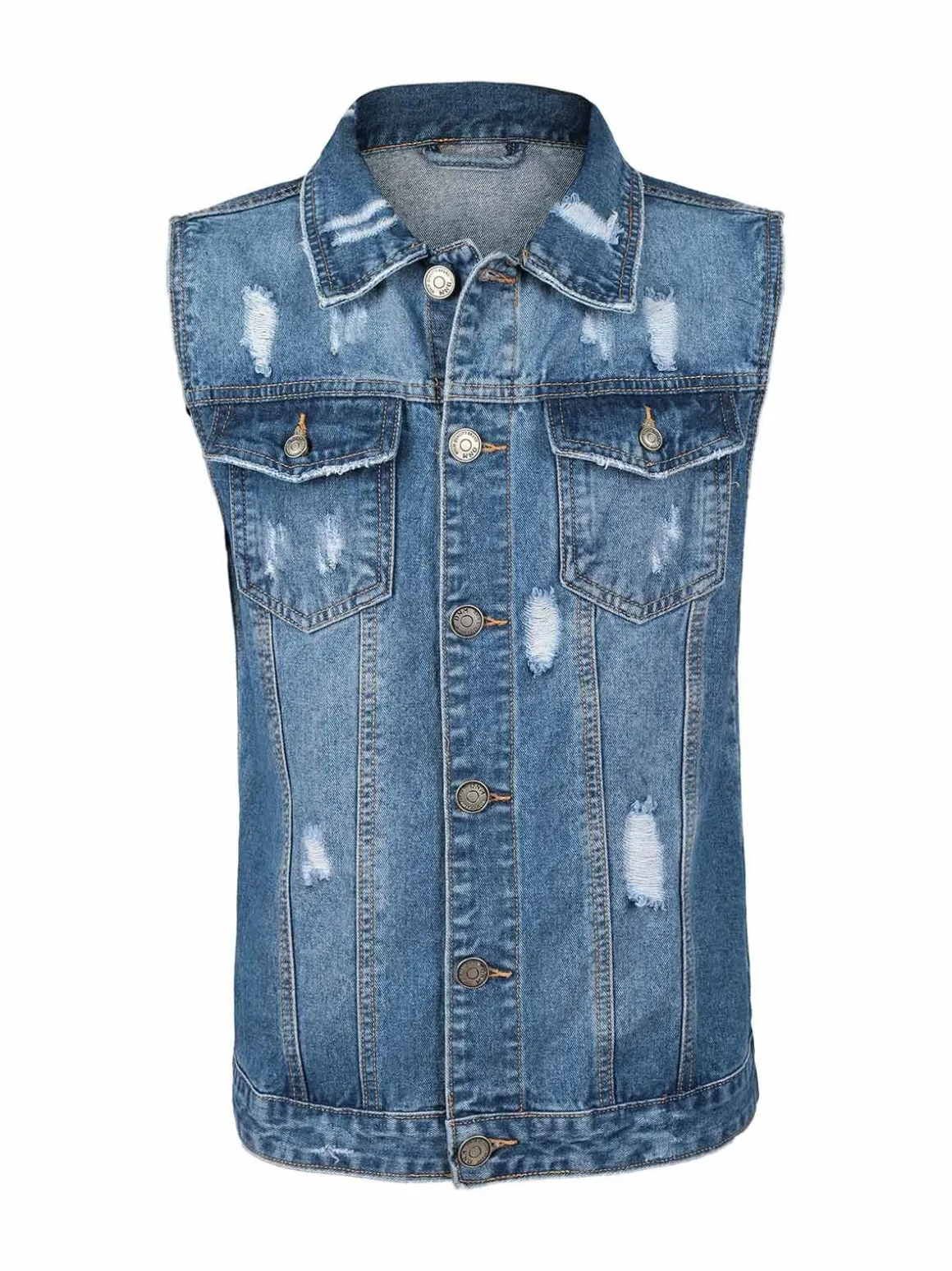 Solada Gilet in jeans da uomo con strappi