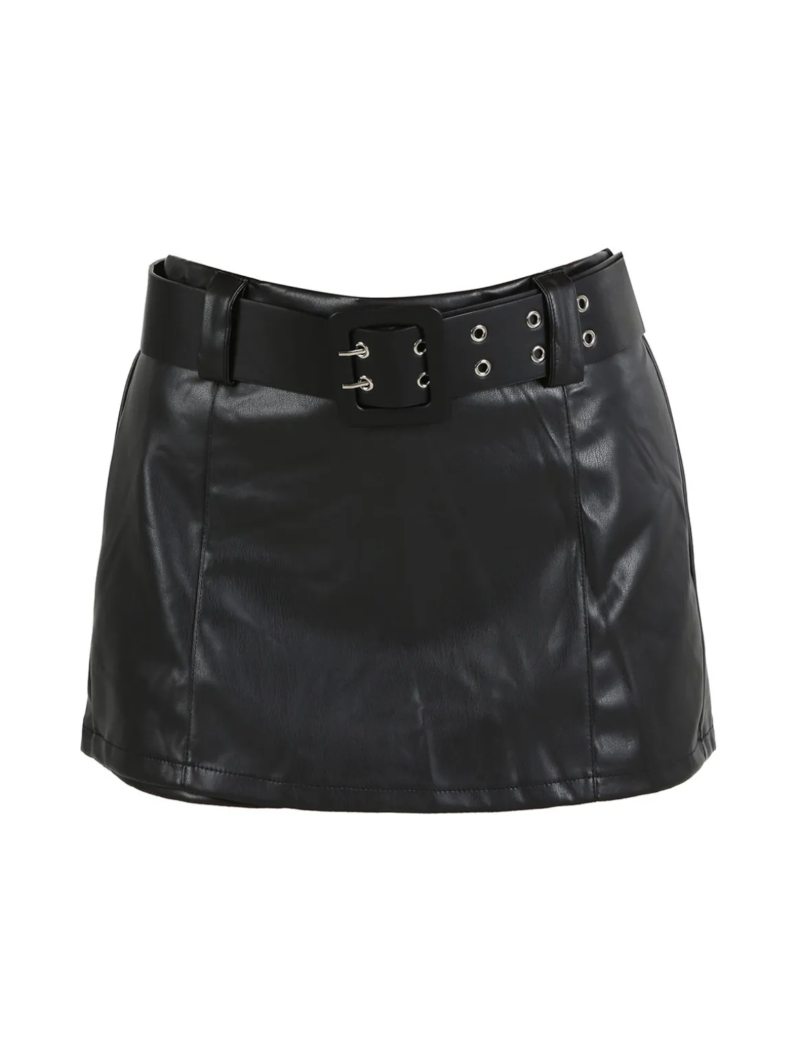 Solada Gonna a pantalone donna in ecopelle con cintura - nero