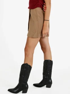 Solada Gonna a pantalone in panno con zip dietro - khaki