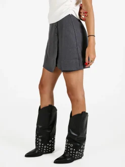 Solada Gonna a pantalone in panno con zip dietro - grigio