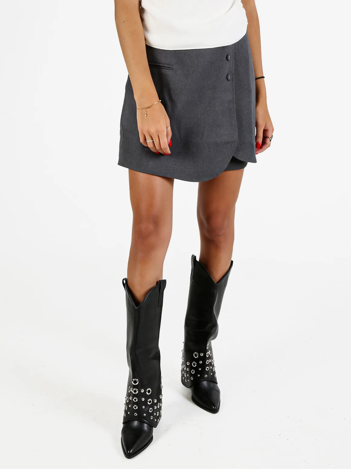 Solada Gonna a pantalone in panno con zip dietro - grigio