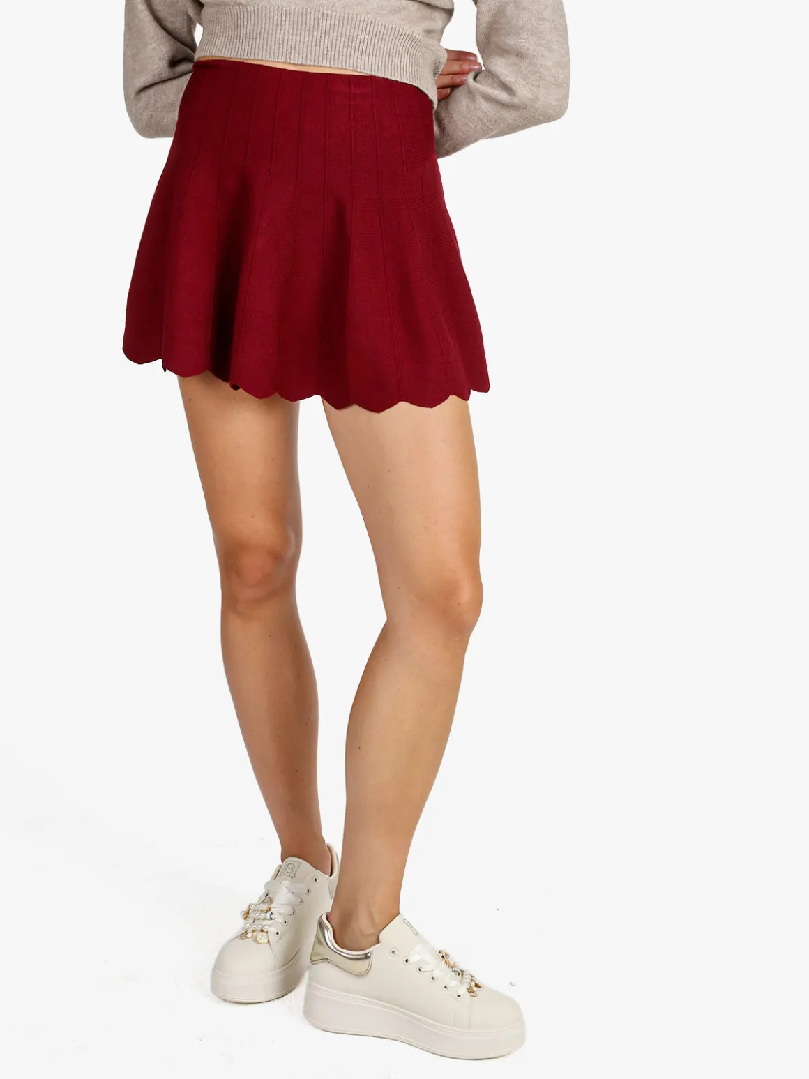 Solada Gonna corta da donna in maglia - bordeaux