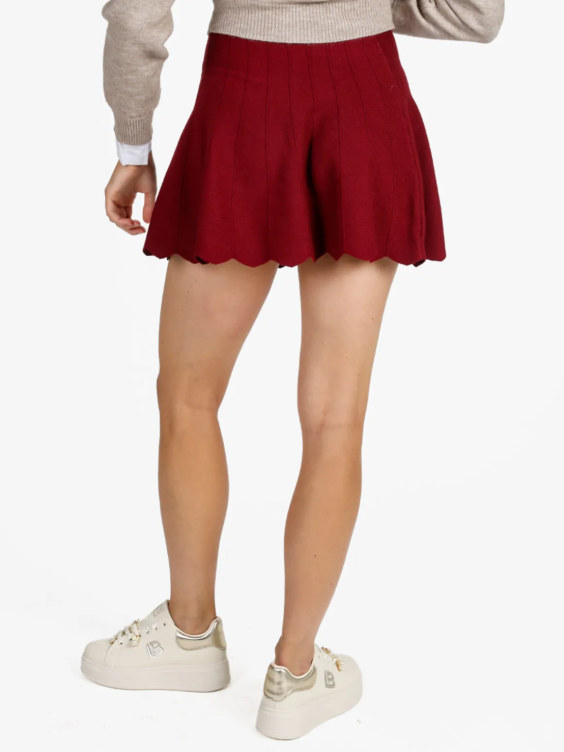 Solada Gonna corta da donna in maglia - bordeaux