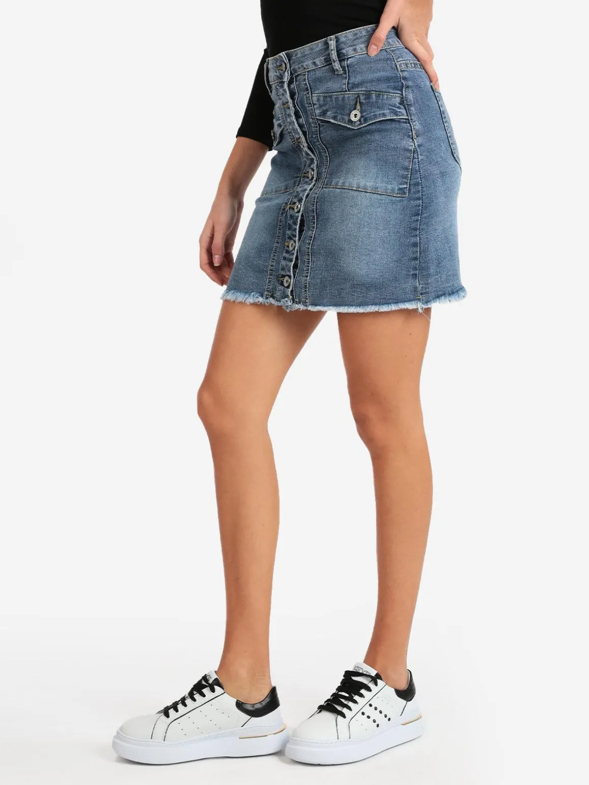 Solada Gonna corta in jeans con bottoni