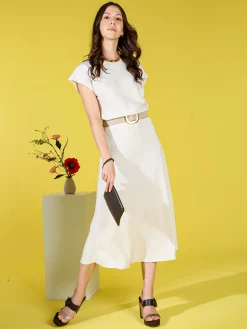 Solada Gonna lunga da donna con elastico in vita - beige