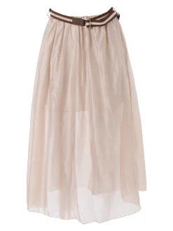 Solada Gonna lunga da donna con cintura bicolore in corda - beige
