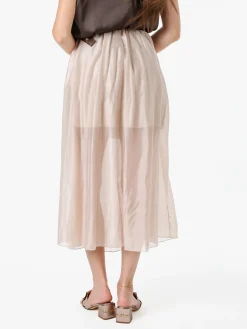 Solada Gonna lunga da donna con cintura bicolore in corda - beige