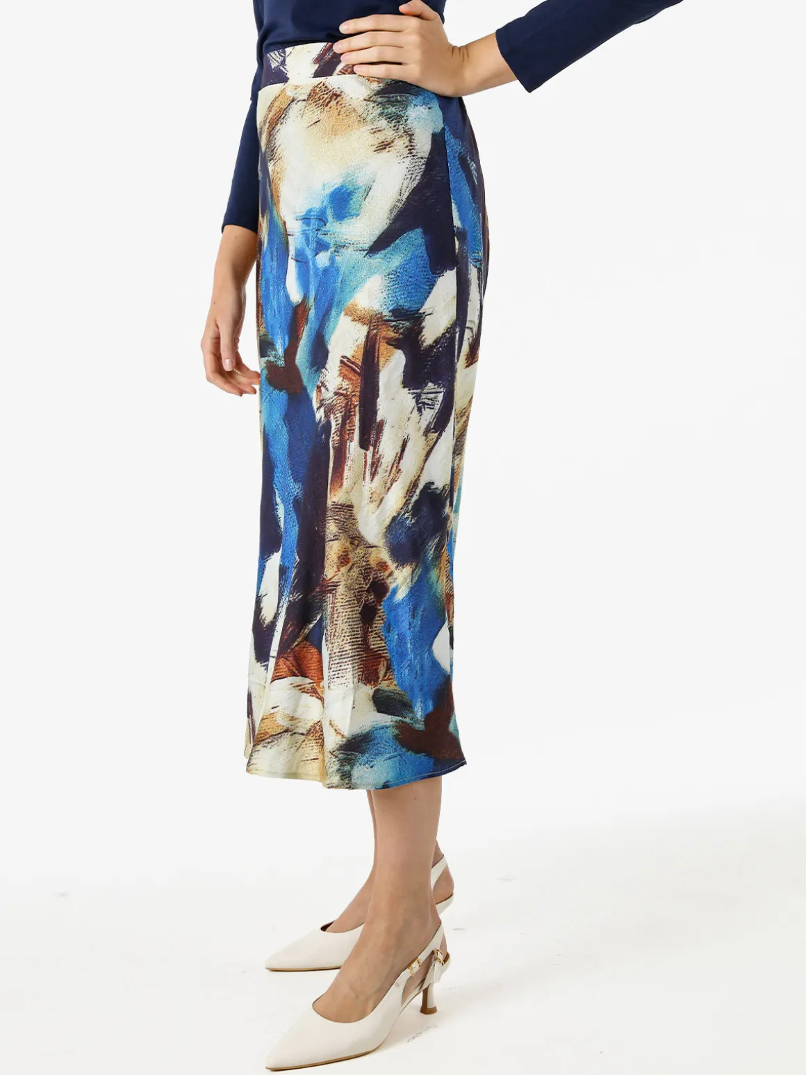 Solada Gonna midi da donna con stampe colorate - blu