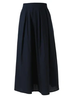 Solada Gonna midi da donna in cotone - blu scuro