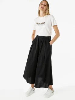 Solada Gonna midi da donna in cotone - nero