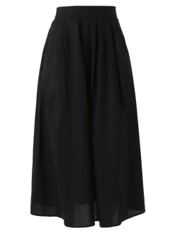 Solada Gonna midi da donna in cotone - nero