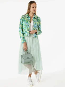 Solada Gonna midi da donna in tulle - acqua marina