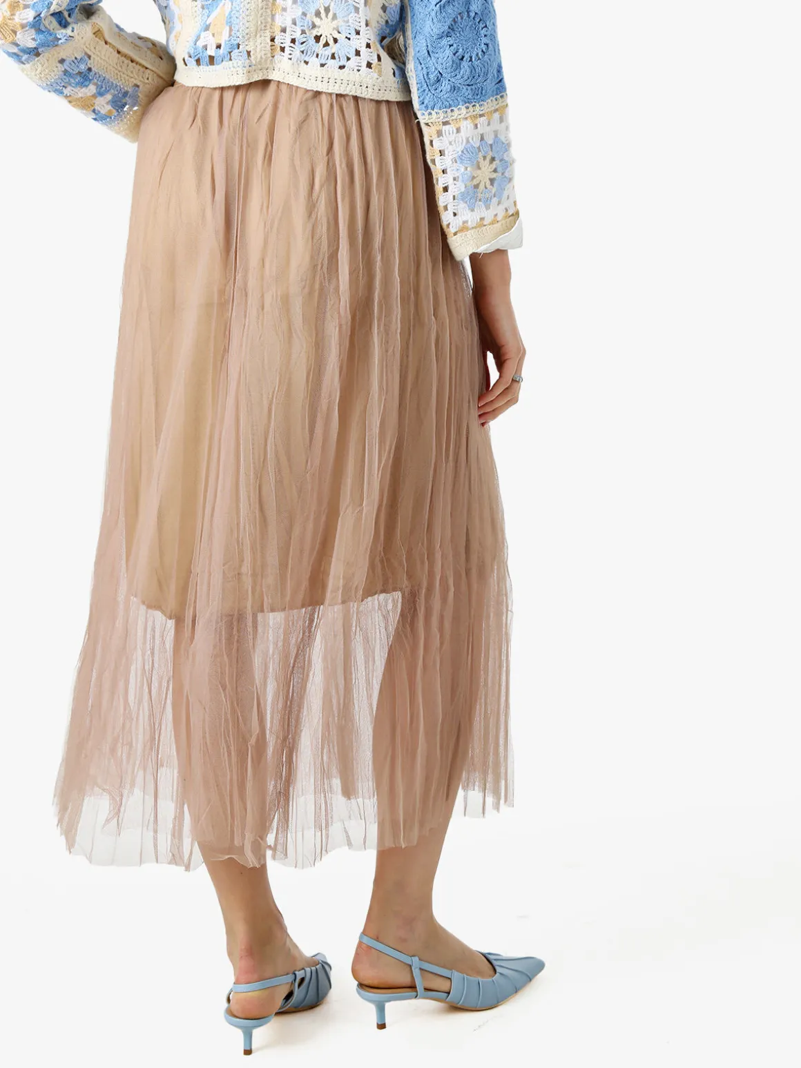Solada Gonna midi da donna in tulle - cielo