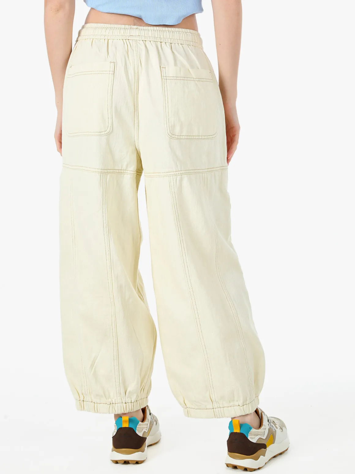 Solada Jeans balloon da donna con coulisse in vita - panna