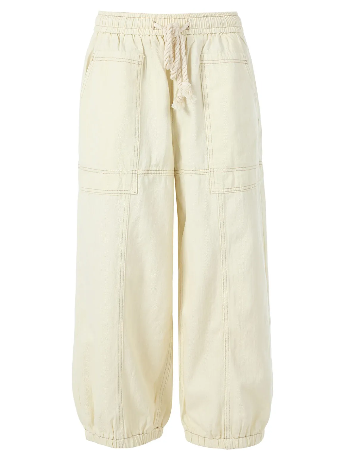 Solada Jeans balloon da donna con coulisse in vita - panna