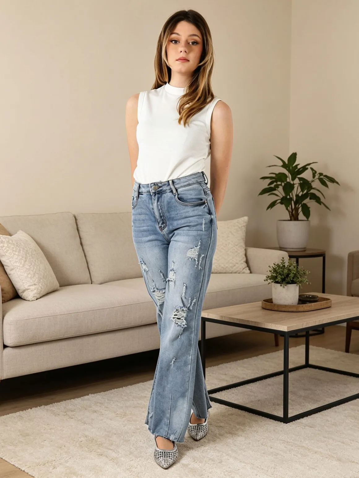 Solada Jeans balloon da donna con strappi - jeans