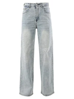 Solada Jeans donna a gamba larga con strass - jeans