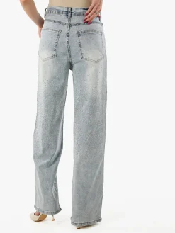 Solada Jeans donna a gamba larga con strass - jeans