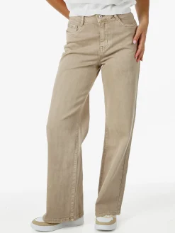Solada Jeans donna a vita alta con gamba larga - khaki