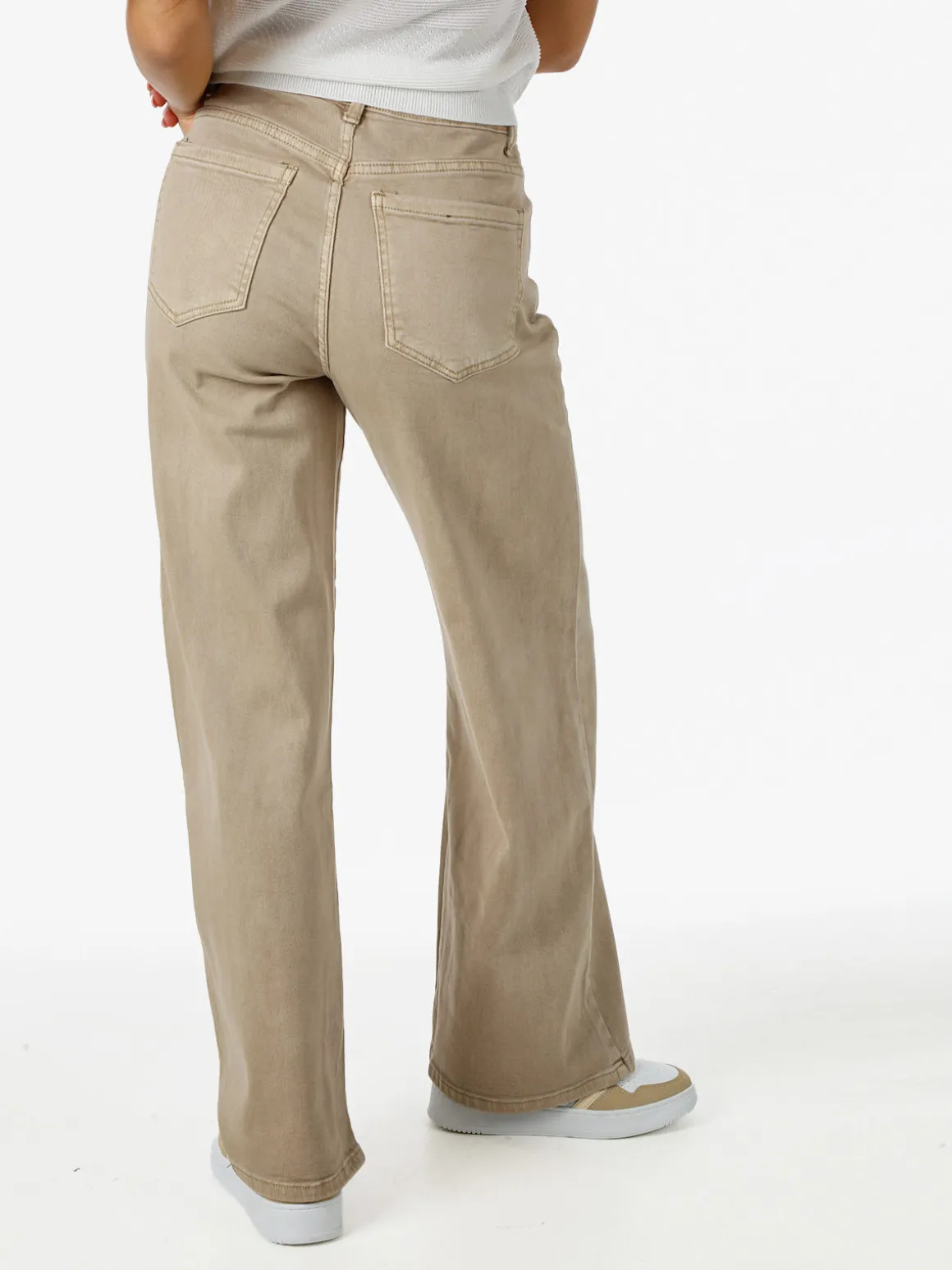 Solada Jeans donna a vita alta con gamba larga - khaki