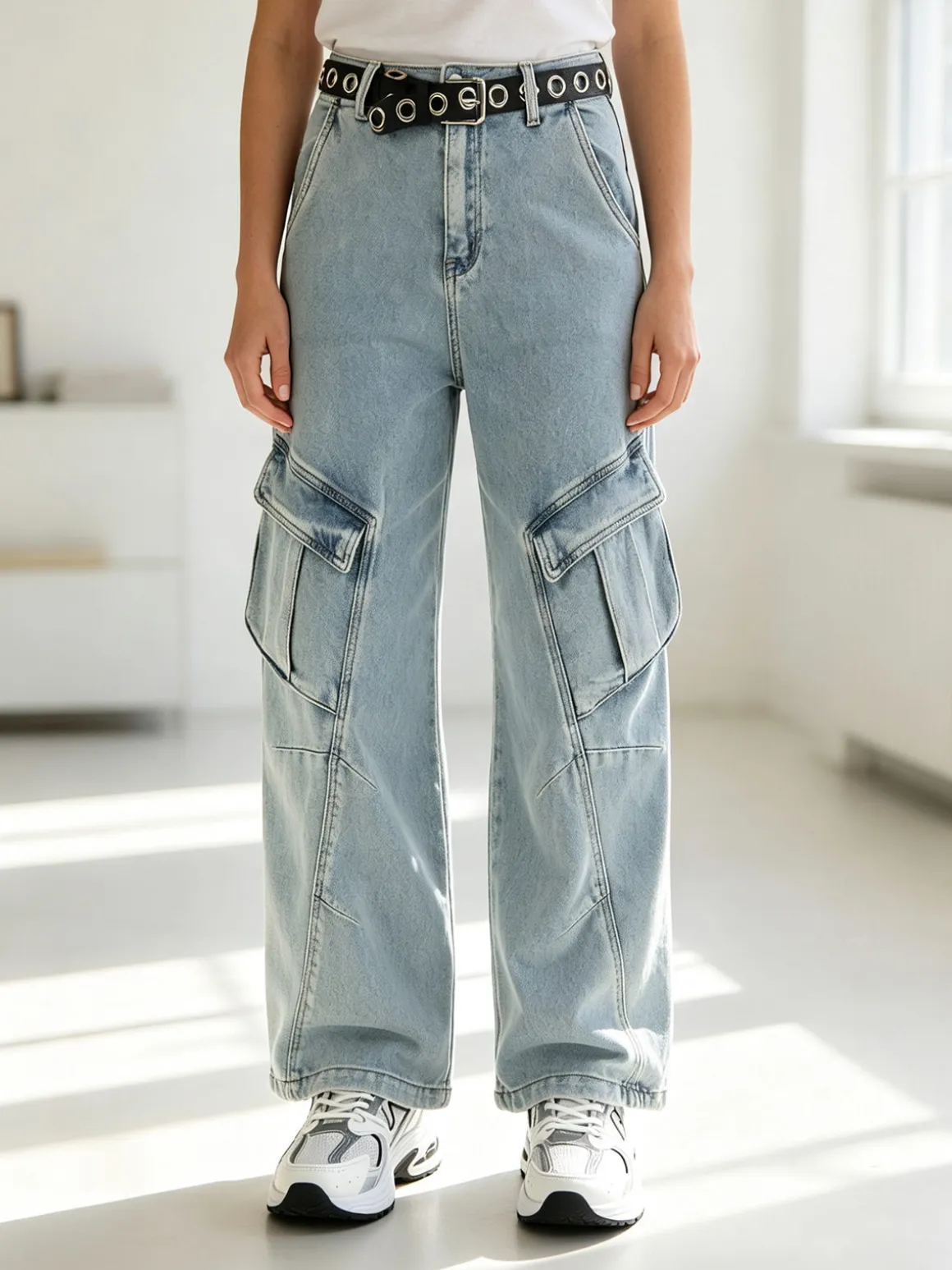 Solada Jeans donna baggy con tasconi - jeans