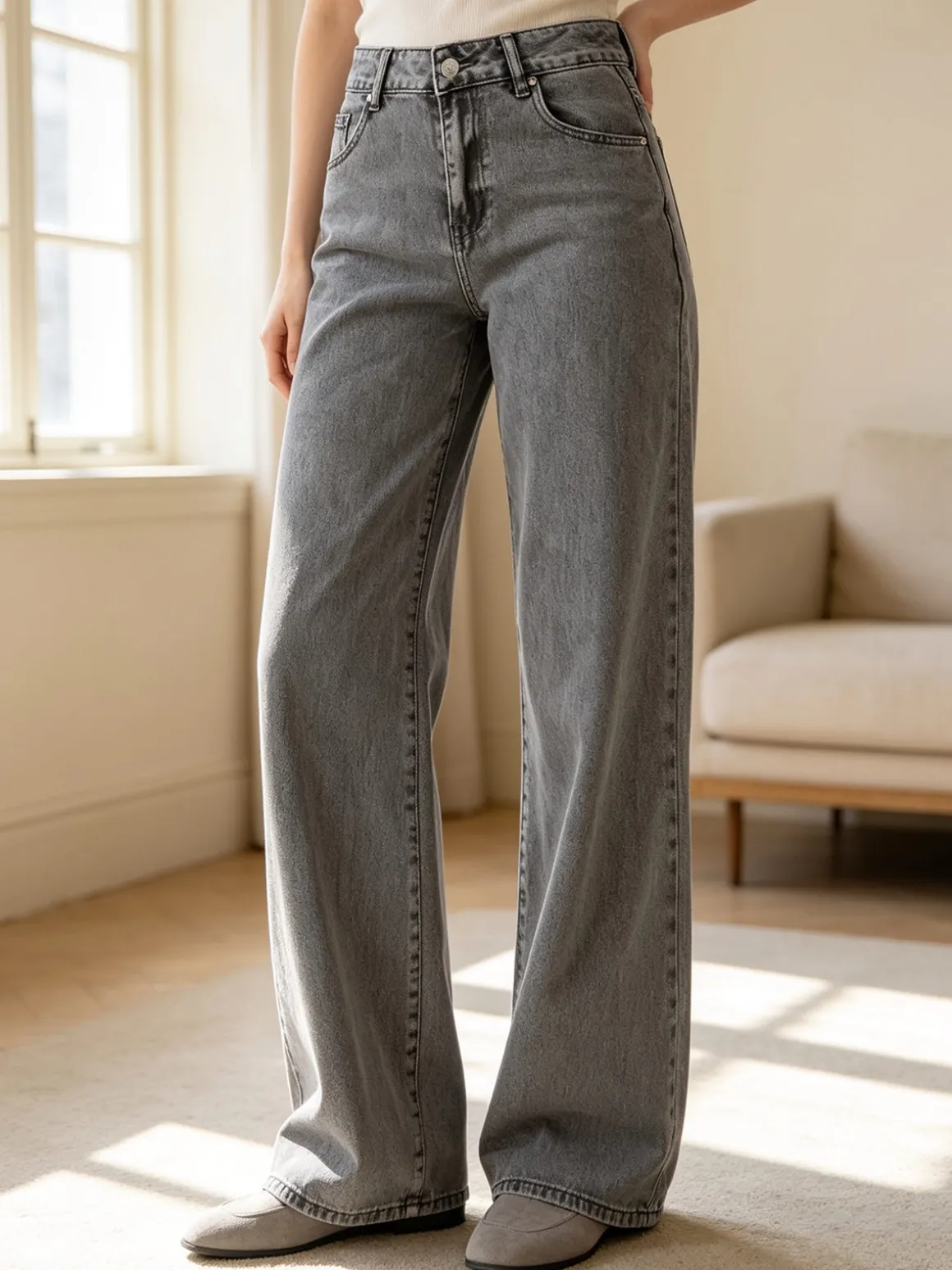 Solada Jeans donna baggy - grigio