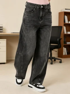 Solada Jeans donna baggy - nero