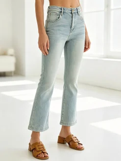 Solada Jeans donna cropped a vita alta con finale a zampa - jeans