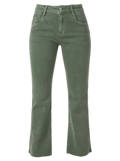 Solada Jeans donna cropped con finale taglio laser - pistacchio