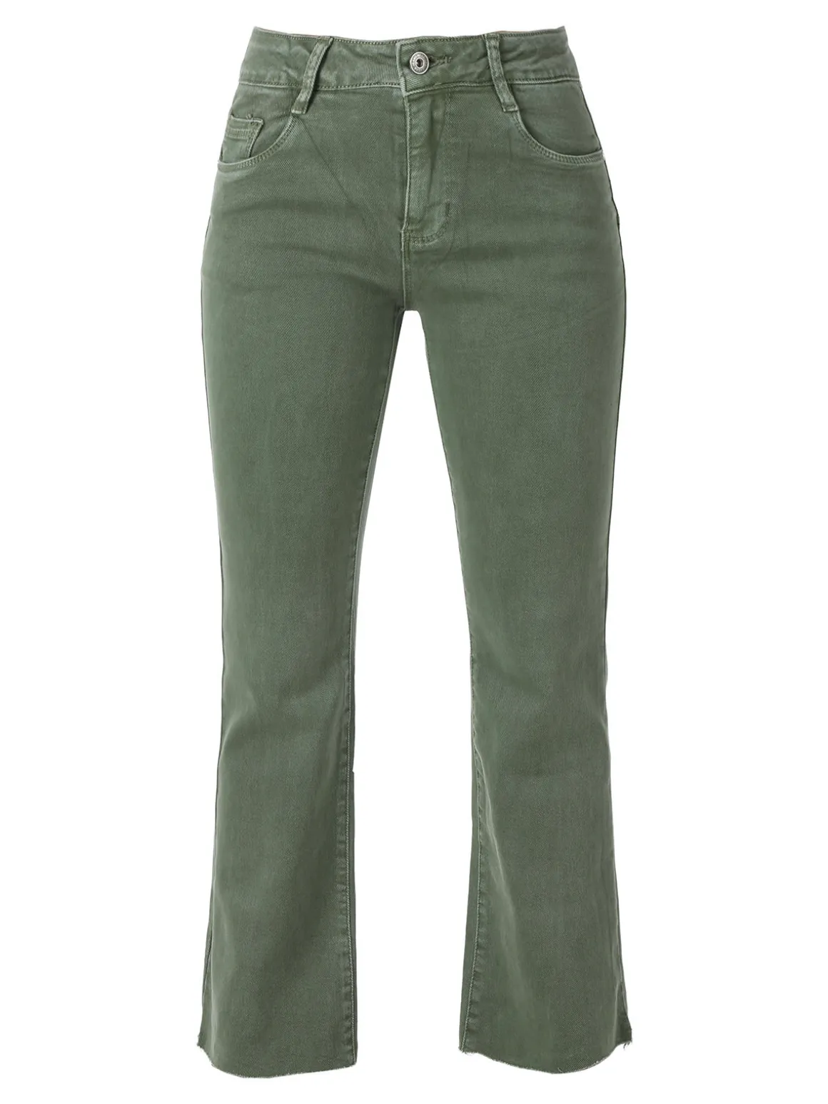 Solada Jeans donna cropped con finale taglio laser - pistacchio