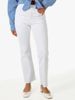 Solada Jeans donna cropped con finale taglio laser - bianco