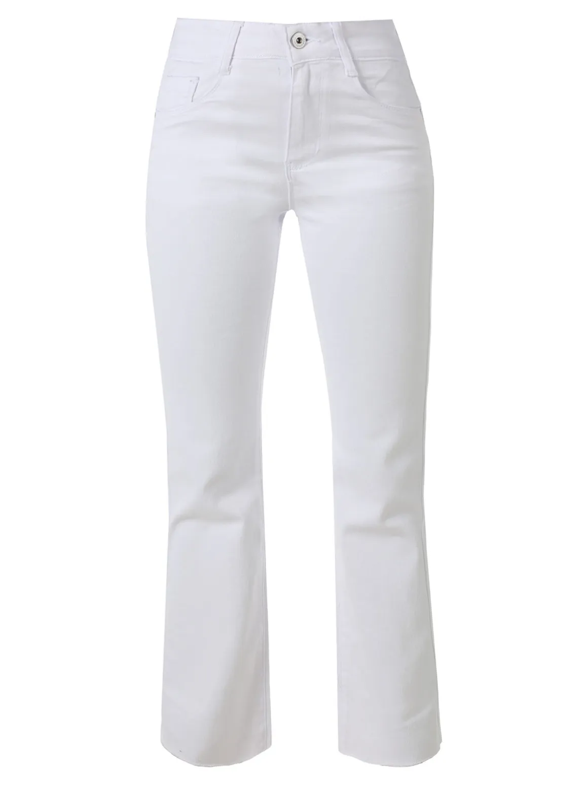 Solada Jeans donna cropped con finale taglio laser - bianco