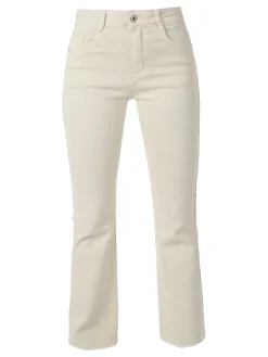 Solada Jeans donna cropped con finale taglio laser - beige