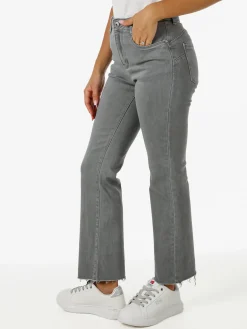 Solada Jeans donna cropped con finale taglio laser - grigio