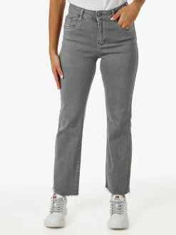 Solada Jeans donna cropped con finale taglio laser - grigio